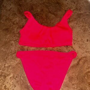 Hollister Neon Pink Swim Top and Bottoms